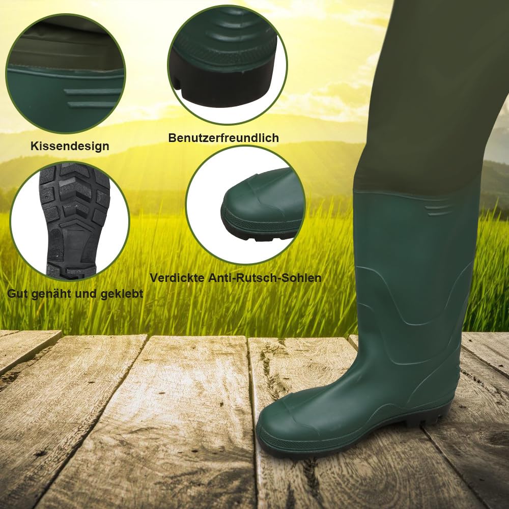 Pantaloni da pesca da uomo con stivali di gomma, impermeabili e traspiranti, diverse misure, caccia, pesca a mosca, sport acquatici
