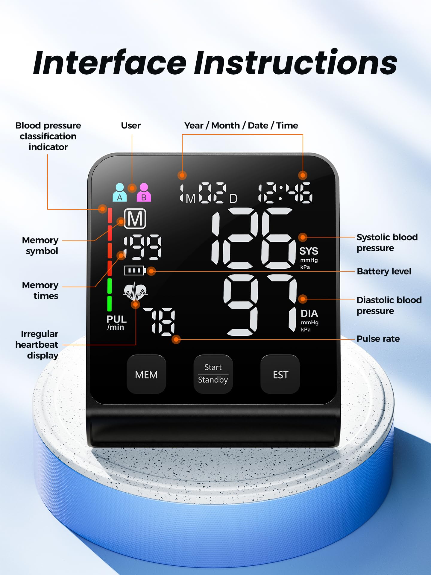 Upper Arm Electronic Blood Pressure Monitor (U80 Series) -Automatic Upper Arm Blood Pressure Monitor,Wide-Range Cuff, Large LED Backlit Display,Accurate Automatic Digital BP Monitor