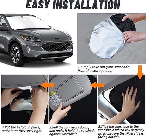Miniatura 4 de Bestview Parasol para parabrisas para Ford Escape 2020-2025, ajuste personalizado, protector de parasol para ventana delantera, bloquea los rayos UV