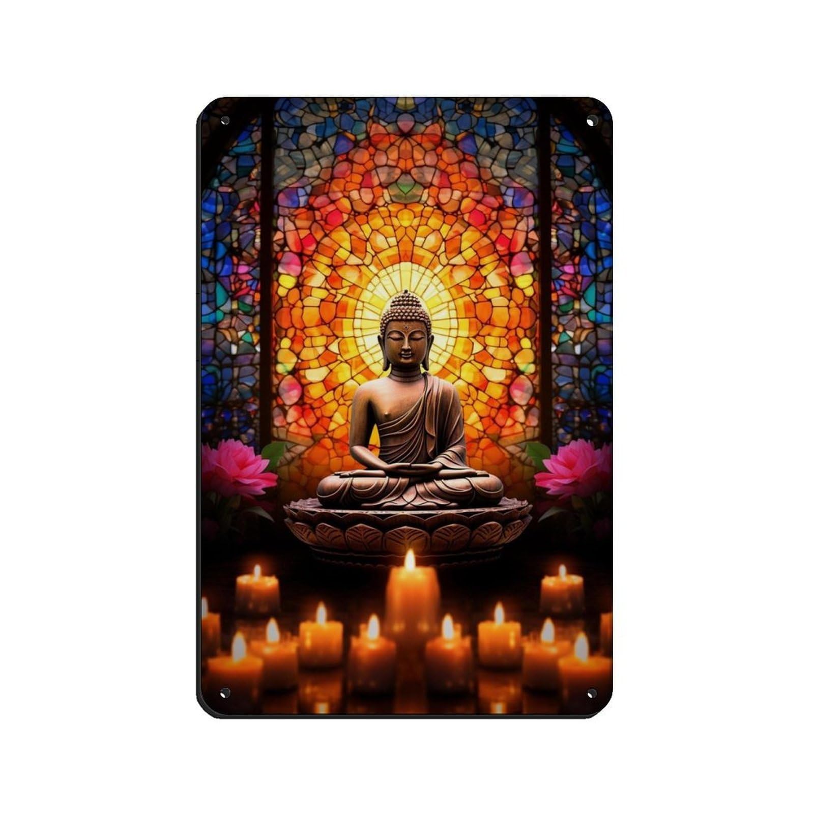 Buddha Art-Buddha Decor-Large Art (12) Tin Sign Vintage Metal Pub Club Cafe Bar Home Wall Art Decoration Poster Retro 8x12inch(20x30cm)