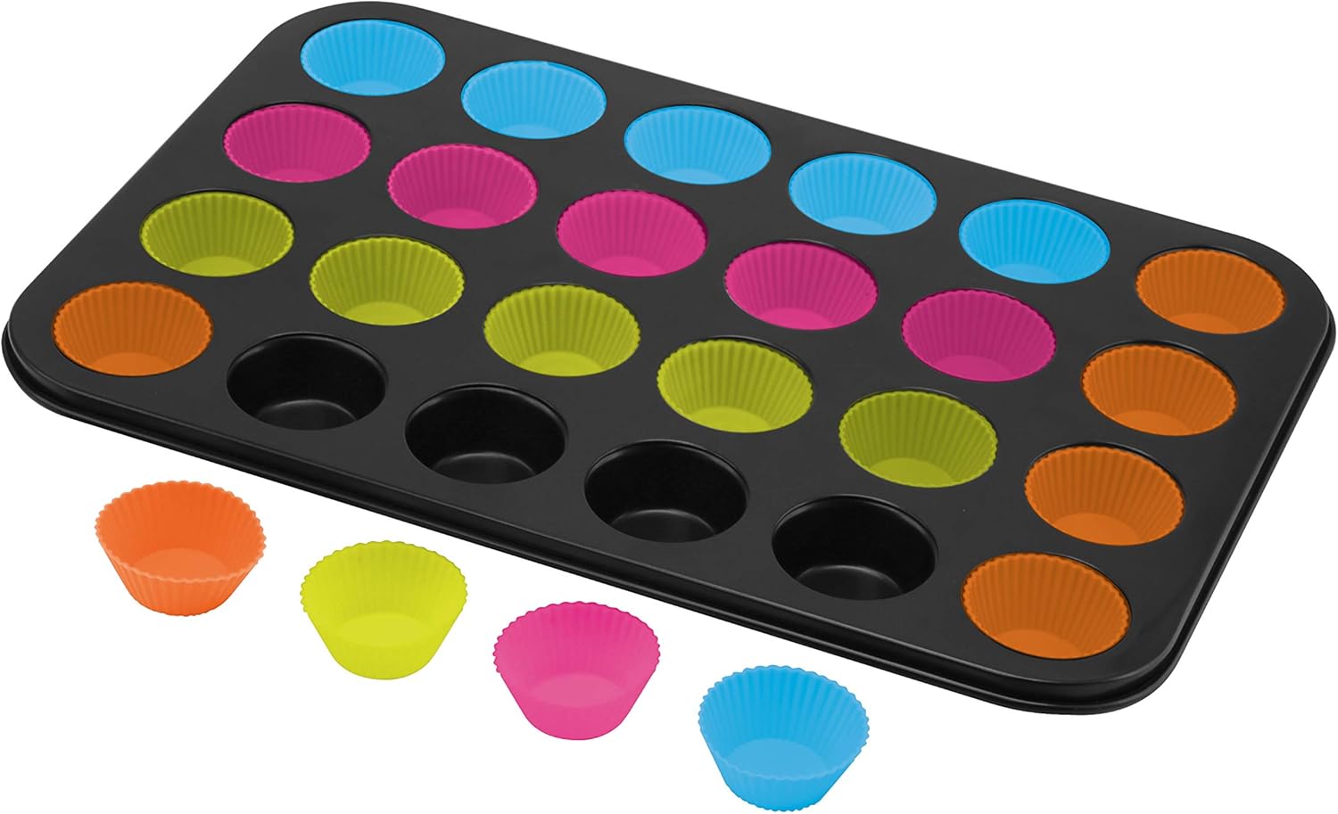 Mini Cupcake Pan with 24 Silicone Cupcake Holders Muffin