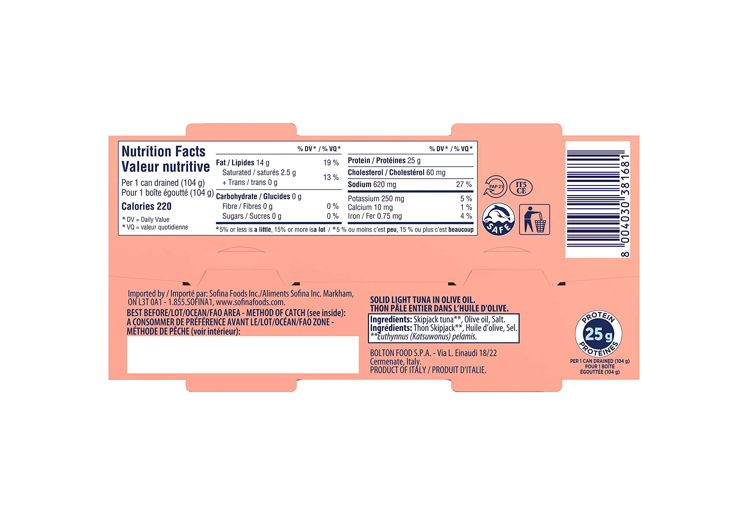 Rio Mare - Solid Light Tuna in Olive Oil - Value Size, Canned Tuna, High in Protein - 160g, 2 Count - 3