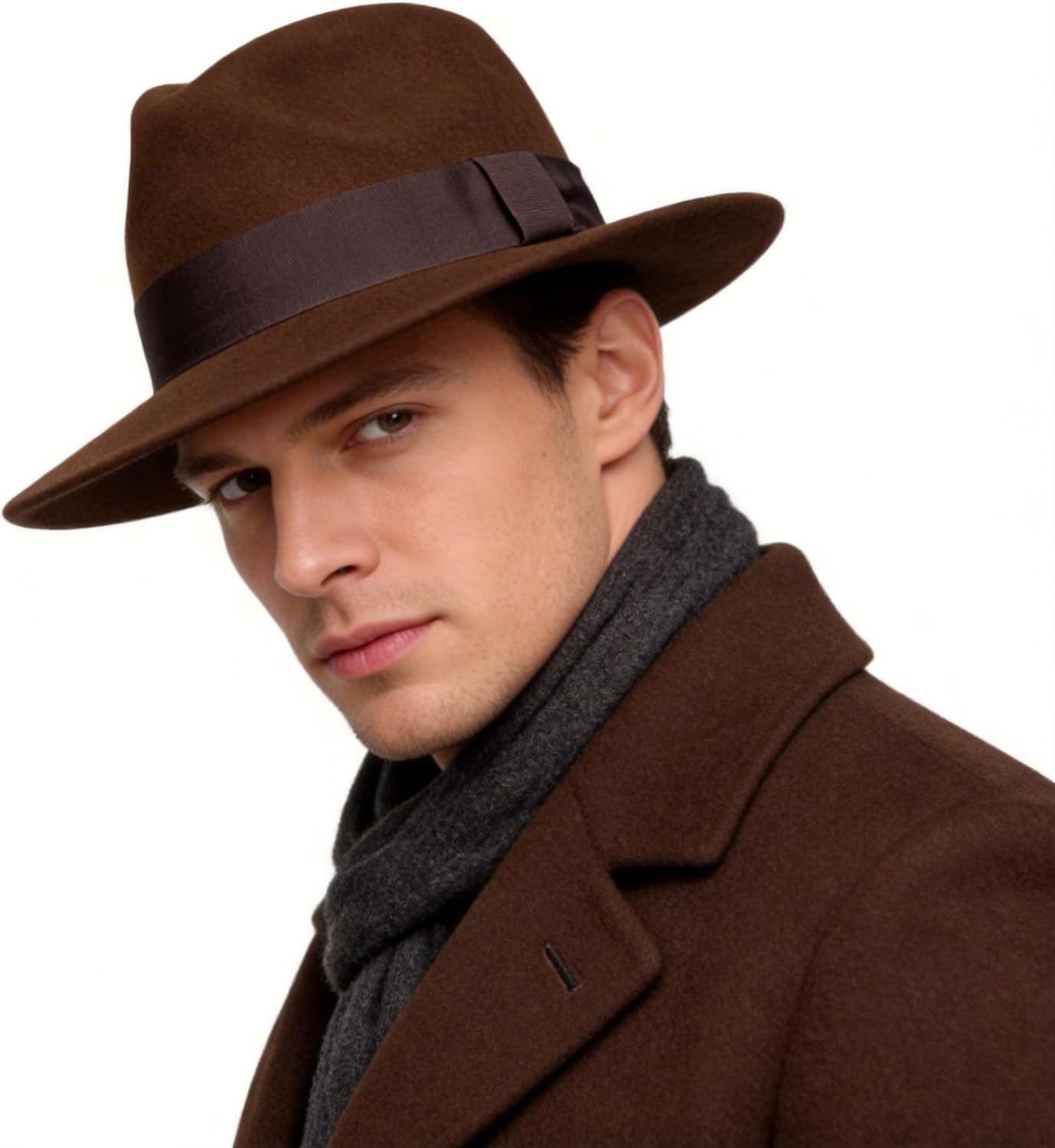 Ruphedy Wool Fedora Hats for Men Women Wide Brim Felt Panama Hat