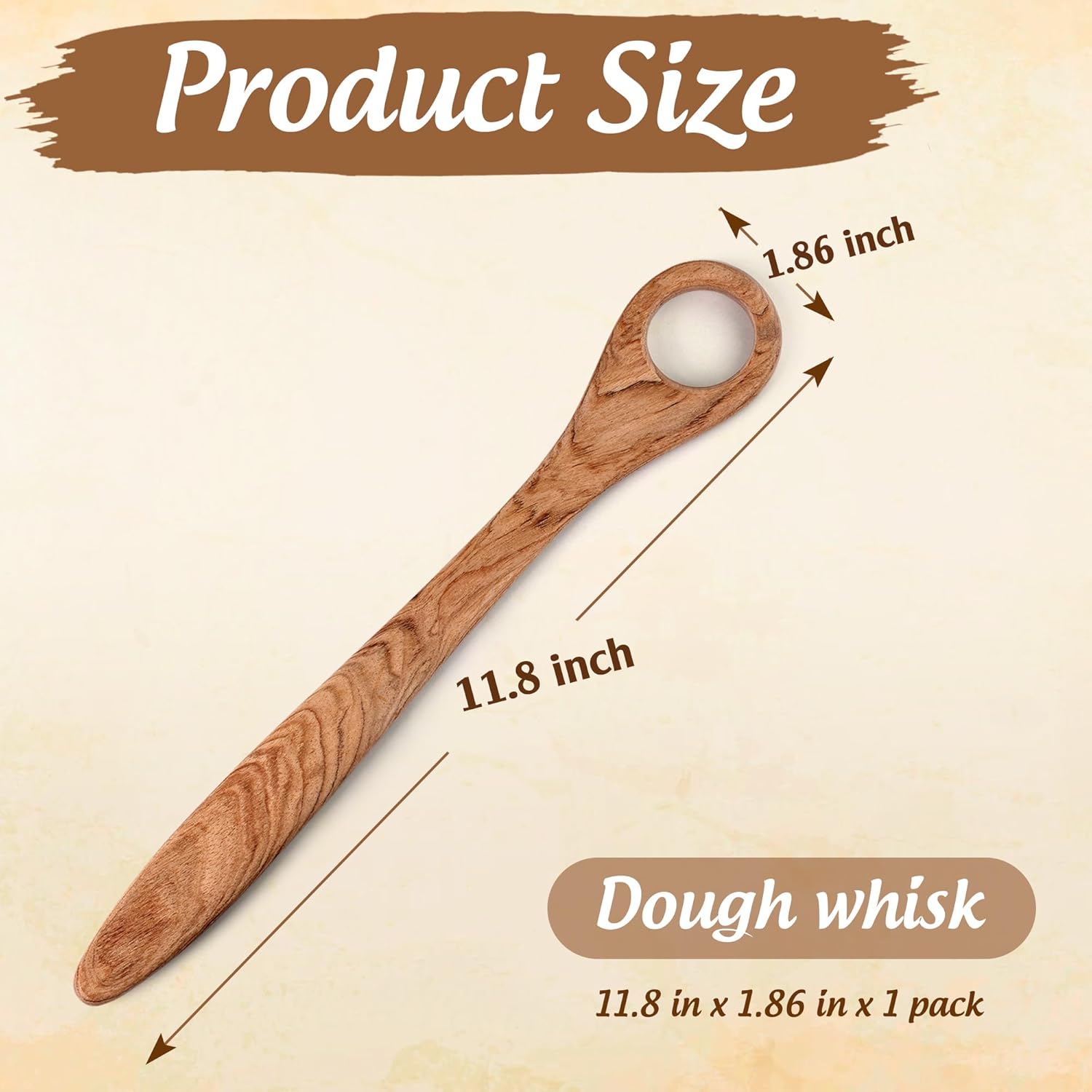 Wooden Danish Dough Whisk, Bread Whisking Tool for Mixing Sourdough, Egg and Flour Mixer Whisk, Traditional Bread Baking Tools and Supplies. - Image 4