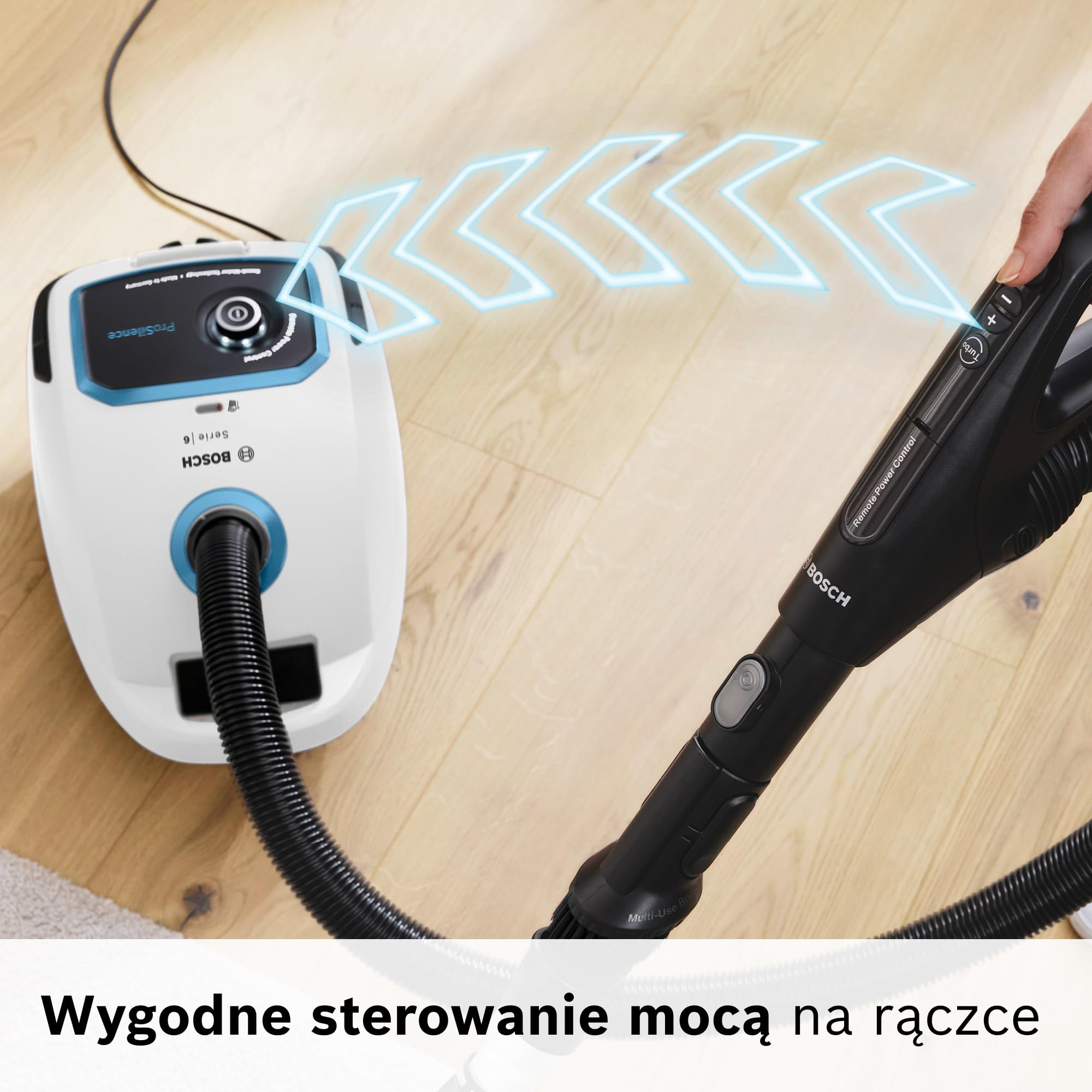 Bosch, odkurzacz workowy, cylindryczny, BGB6SIL1, 66 dB(A), filtr higieniczny HEPA, 10-letnia gwarancja na silnik, mocny, biały