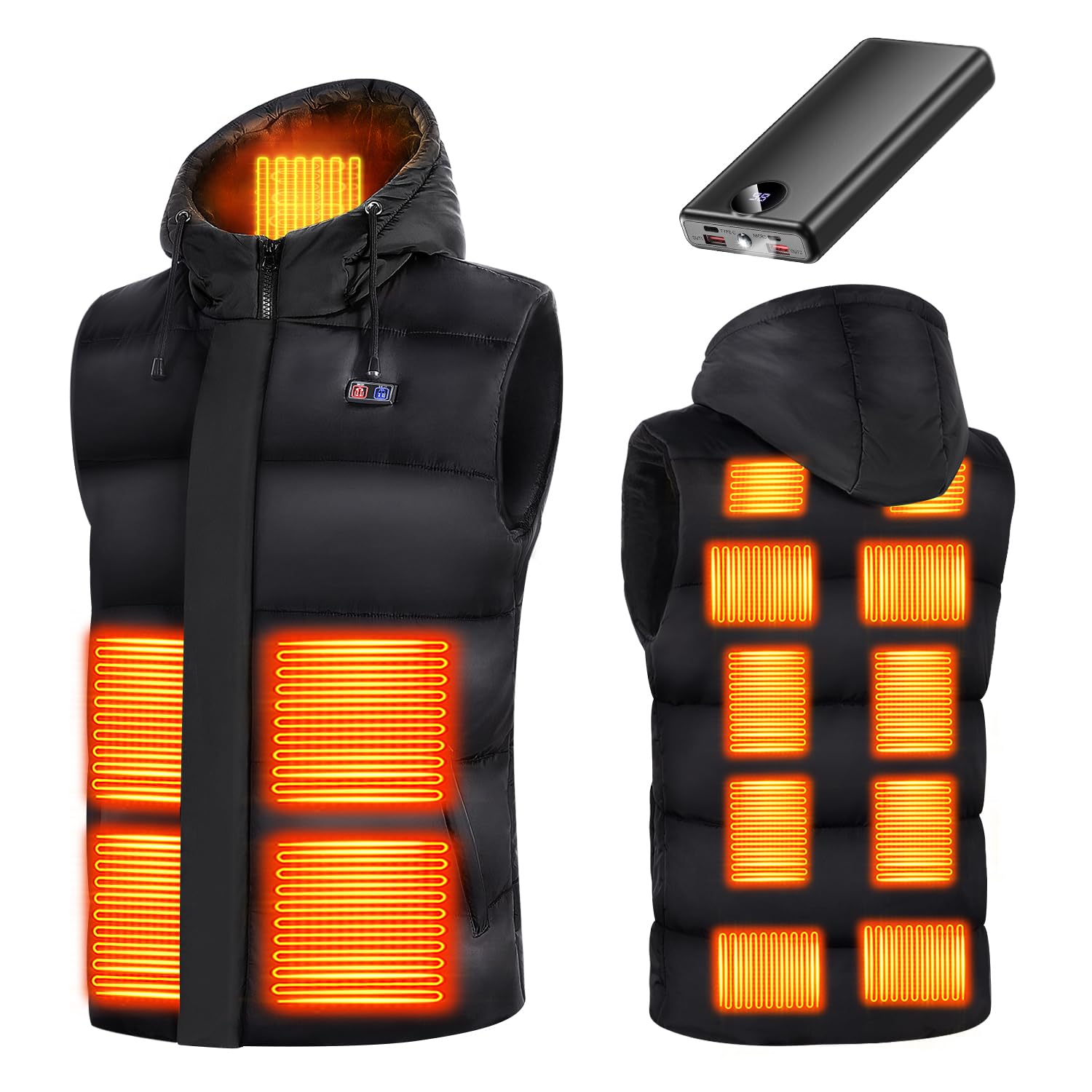 vivisan Electric Heating Vest, 2025 New Version, Made in Japan, High Capacity, 40,000 mAh Battery Included, Heating Vest, Heating Clothes, USB Powered, Fast Heating, 15 Heating Points, 3 Temperature-picture-54