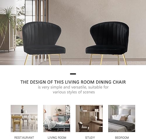 Miniatura 9 de Nrizc Juego de 4 sillas de comedor de terciopelo, tapizadas con patas de metal dorado, sillas de comedor modernas de mediados de siglo para comedor,