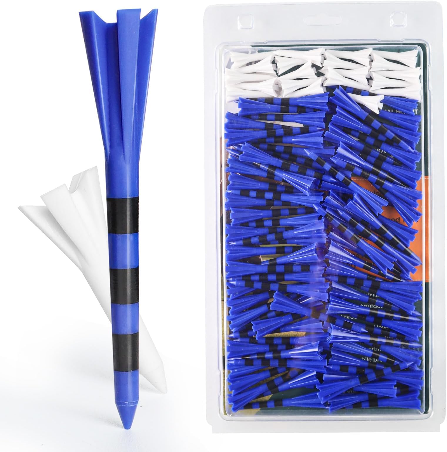 AMRTAGolf Tee Plastic Professional 3 1/4 inch 60 Pcs & 1/2 inch 40 Pcs, Golf Tee Multiple Colors Reduce Friction Side Spin Unbreakable Durable Stable