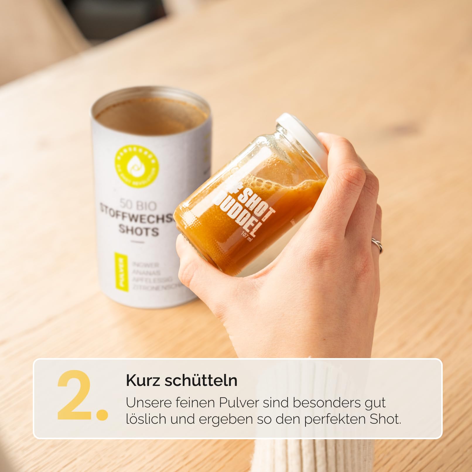 Hansegrün - Bio 3in1 Stoffwechsel³ Shots (50 Stk.) - Superfood-Pulver für Immungsystem¹ & Stoffwechsel³ - Ingwer, Ananas, Apfelessig & Zitronenschale - 100% echte Zutaten zur täglichen Zubereitung