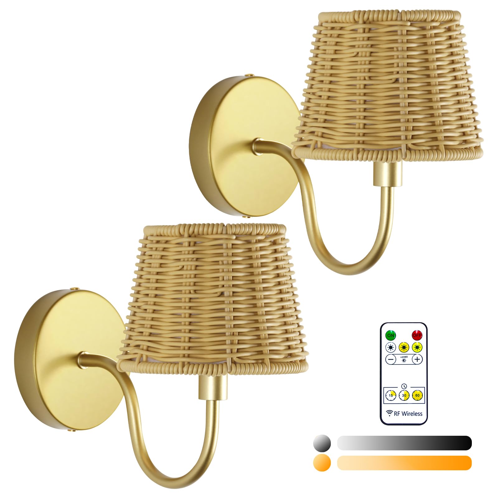 Photo 1 of Jaenmsa Gold Battery Operated Wall Sconce Set (2)IP