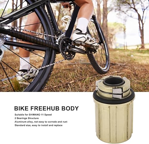 Miniatura 2 de Tbest Cuerpo Freehub con rodamientos, cuerpo Freehub de 11 velocidades, aleación de aluminio, 2 rodamientos 0.591 in agujero Freehub cuerpo para