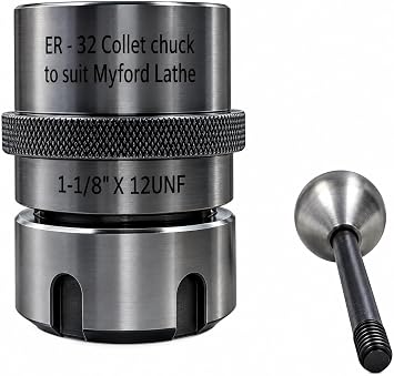 MachEl ER-32 Collet Chuck Adapter 1-1/8" x 12 Whitworth   Precision Collet Holder for Myford Lathes, High-Accuracy Workholding, Alloy Steel Construction