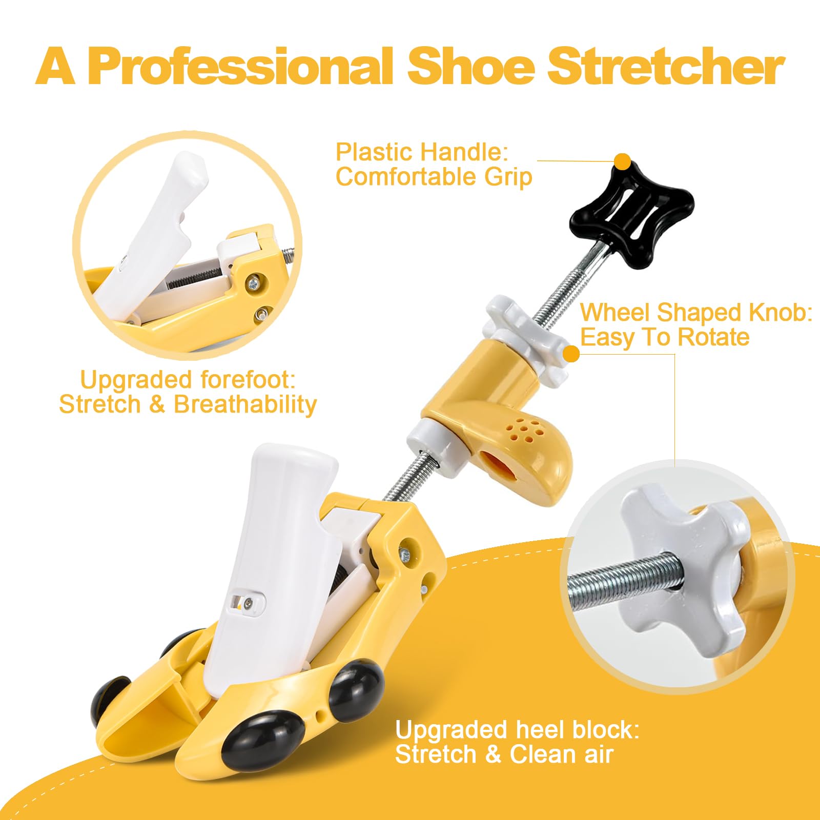 Estirador de zapatos para hombres y mujeres, ancho ajustable en 6 direcciones y árboles de zapatos altos para pies anchos, puntera gruesa