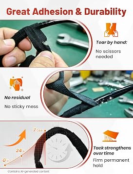 RED WOLF Wiring Harness Tape High Temp Wire Cable Loom Self-Adhesive Fabric Tape for Electrical Automotive Engine Harness Wrap Protection Noise Damping Cables Fixed 3/4 Inch x 50 FT 5 Rolls