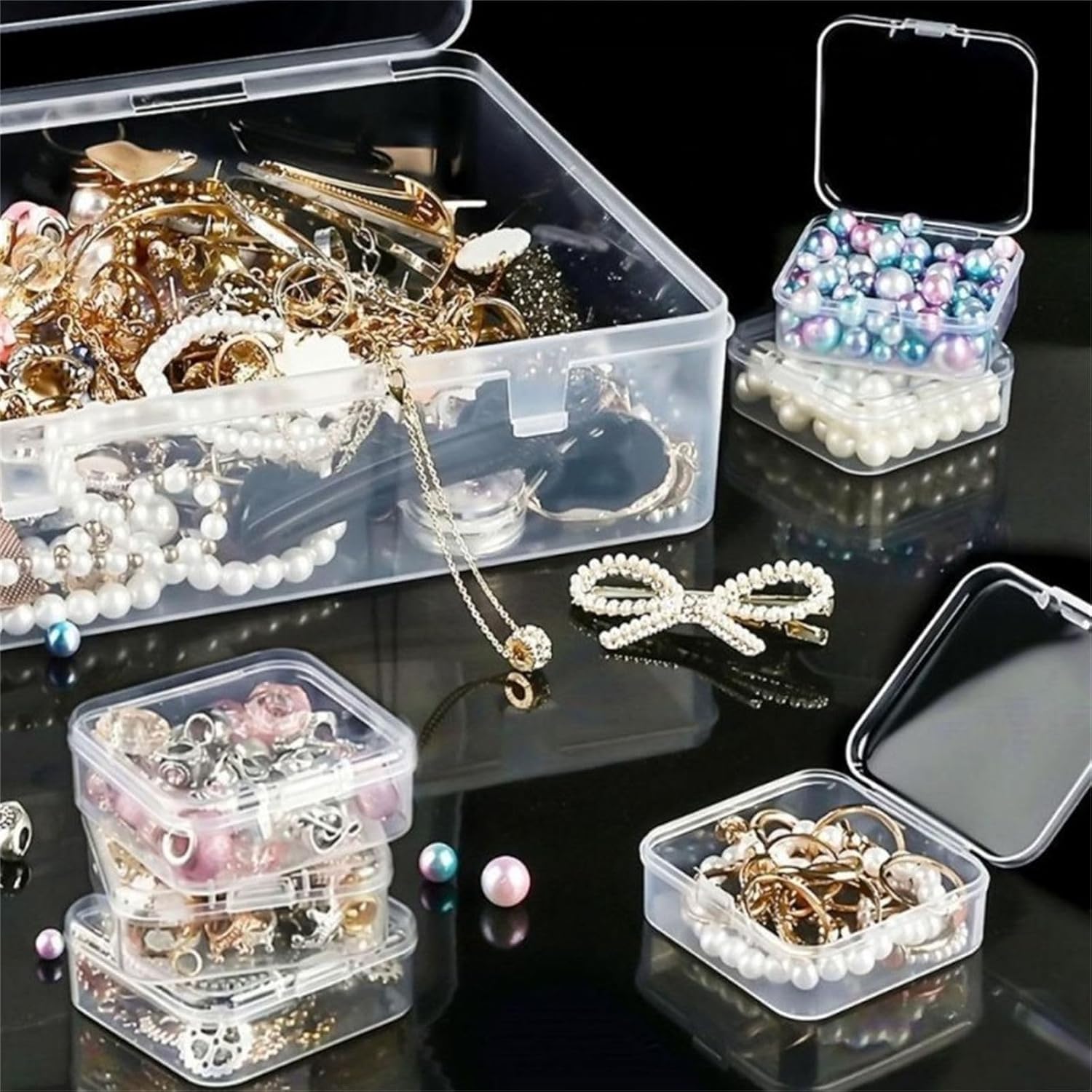 Stylish 30 Compartment Clear Organizers Box Sturdy Storage Case Portable for Jewelry Beads Desk Accessories