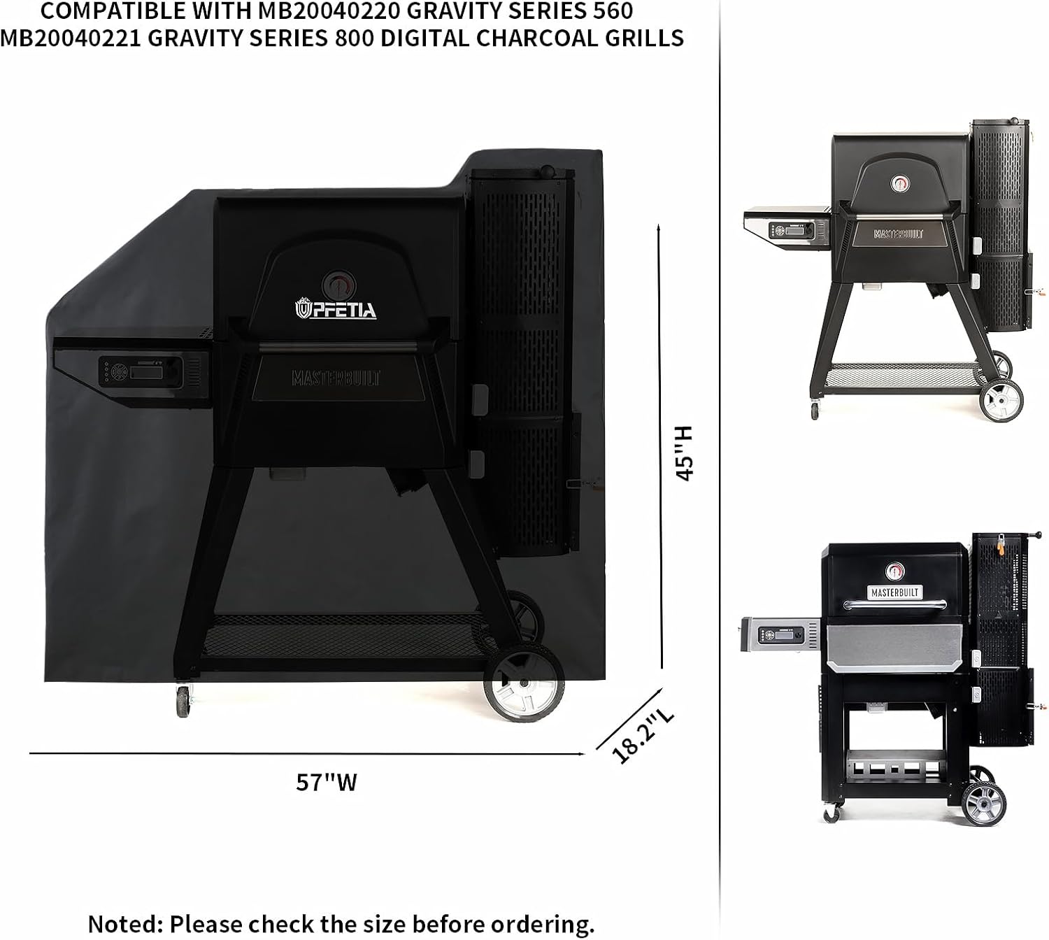 Grill Cover for Masterbuilt Gravity Series 800, Masterbuilt 560 Gravity Series Digital Charcoal Smoker Cover, MB20080220 MB20040221 Gravity Series Grill, 600D Waterproof Smoker Accessories