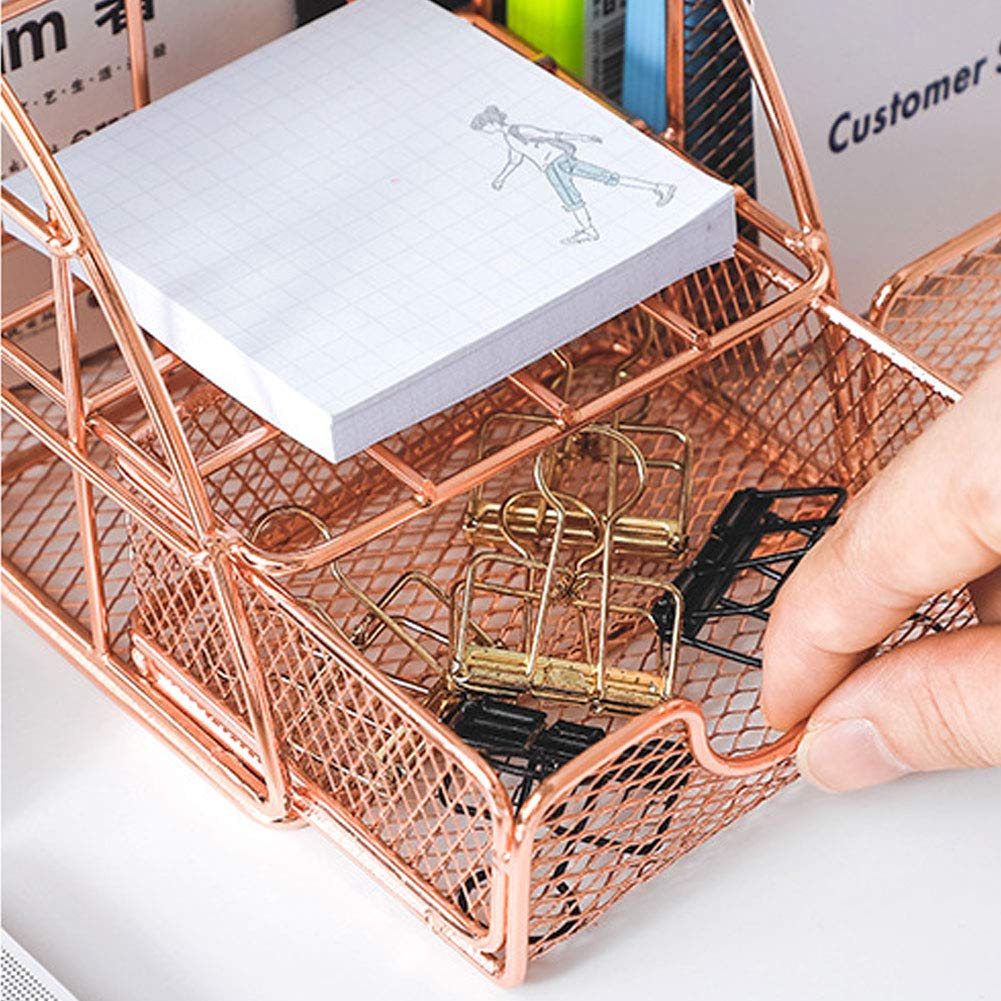Vassoio per File Impilabile, Ripiano in Metallo per Organizer da Tavolo con Cassetto Scorrevole e Supporto per Lettere, Decorazione per Ambienti Acquatici per Donne e Ragazze, 8.6x5.5x4.9 Pollice