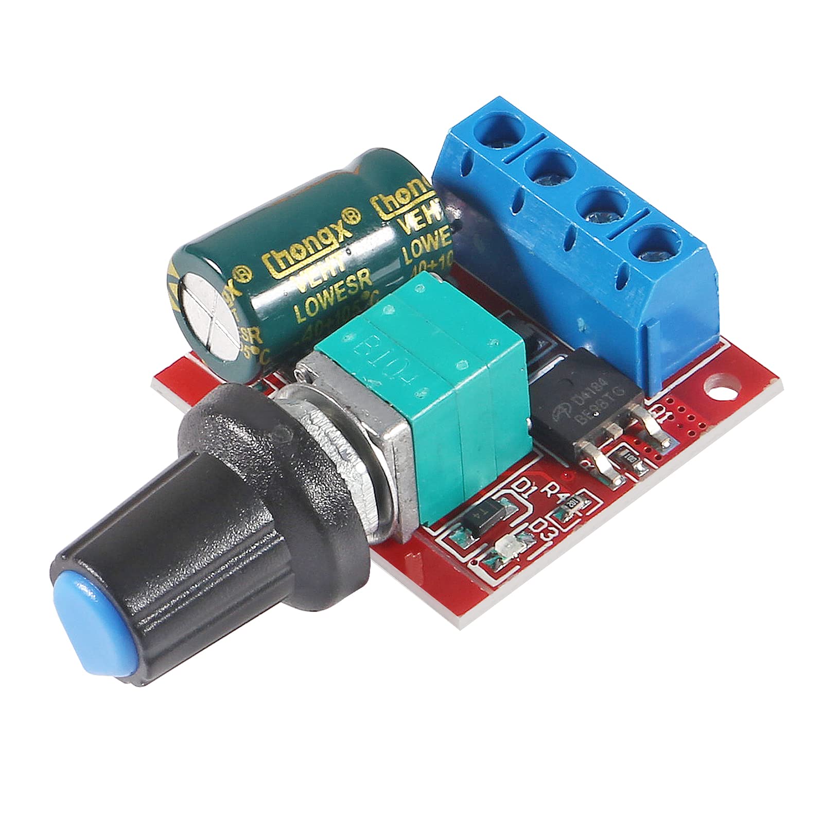 Produktbild von 4x PWM Motordrehzahlsteller DC 5–35 V, 5 A – Mit LED Und Schalter, Für 6V/12V/24V Gleichstrommotoren