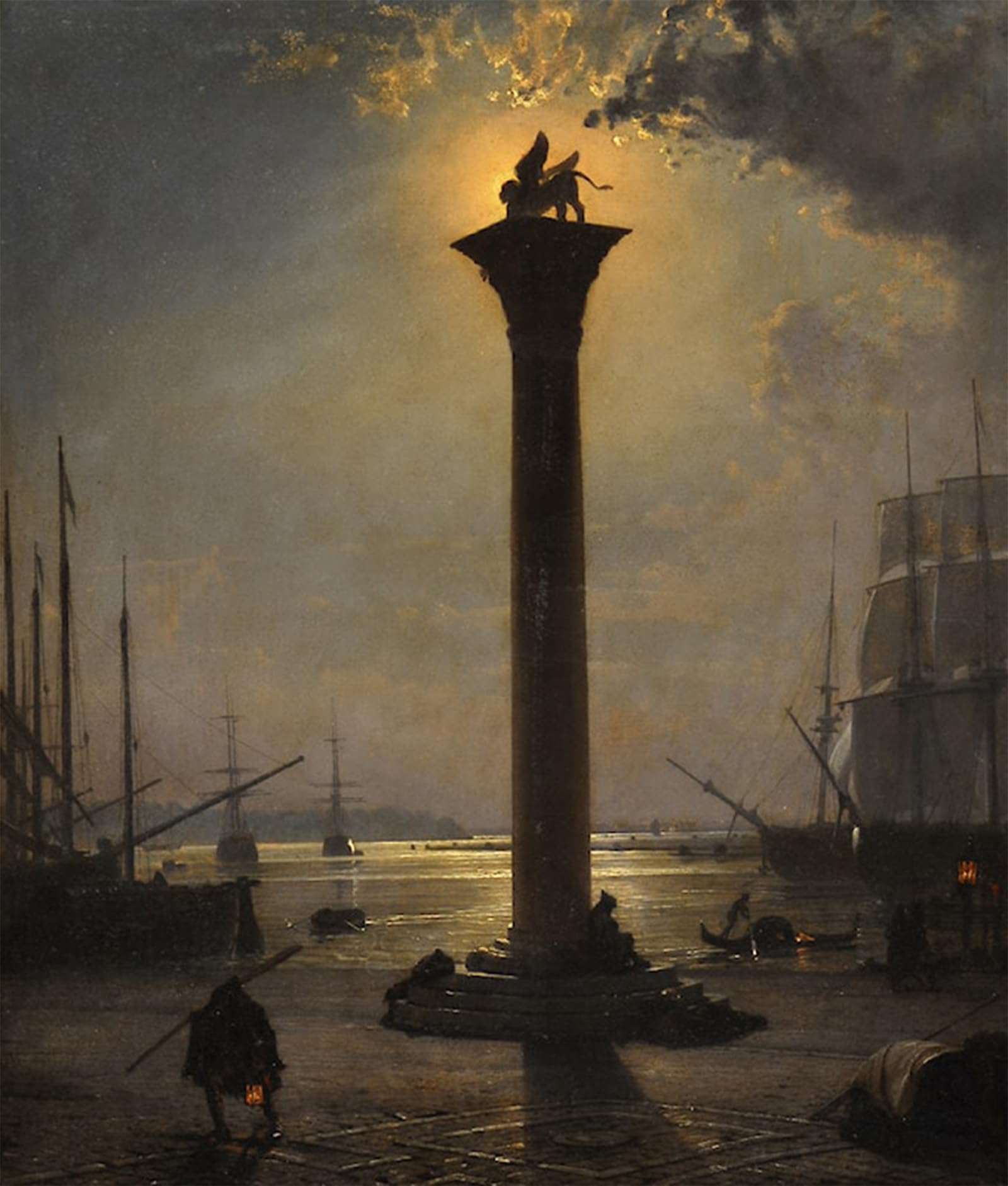 POSTERIIk Famous Modern Artwork Art Mural Piazzetta San Marco in the Moonlight by Friedrich Nerly the Younger Oil Paintings Pictures for Home Decor 60x90cm