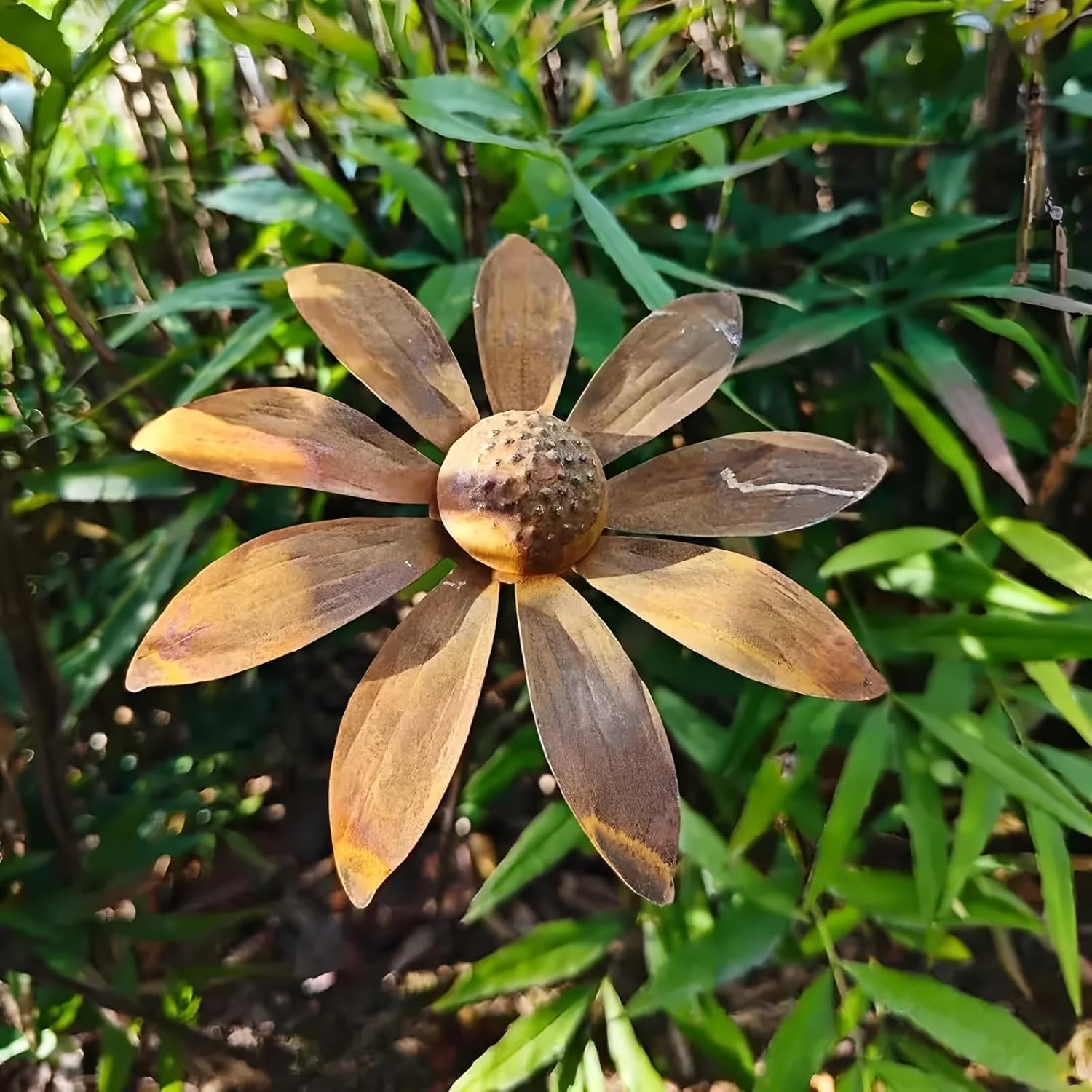Lot de 2 décorations de jardin rouillées - Décor en rouille pour jardin en acier Corten - Pique de jardin en métal fleur de pavot - Décor de jardin - Tige grimpante en rouille naturelle (f)