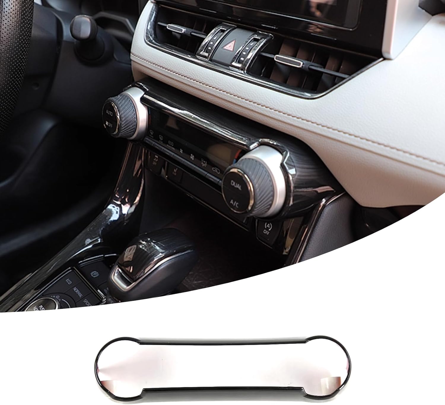 Car Accessories Interior Air Conditioner Control Switch Frame Cover Trim Compatible with Toyota RAV4 2019-2025 2026 (Black Brushed) 1PC ABS