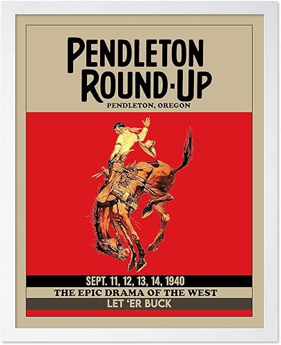 Miniatura 23 de Poster Master Póster de Rodeo marrón – Estampado retro de vaquero sobre caballo – Arte de vaquero – Arte occidental – Arte del salvaje oeste –