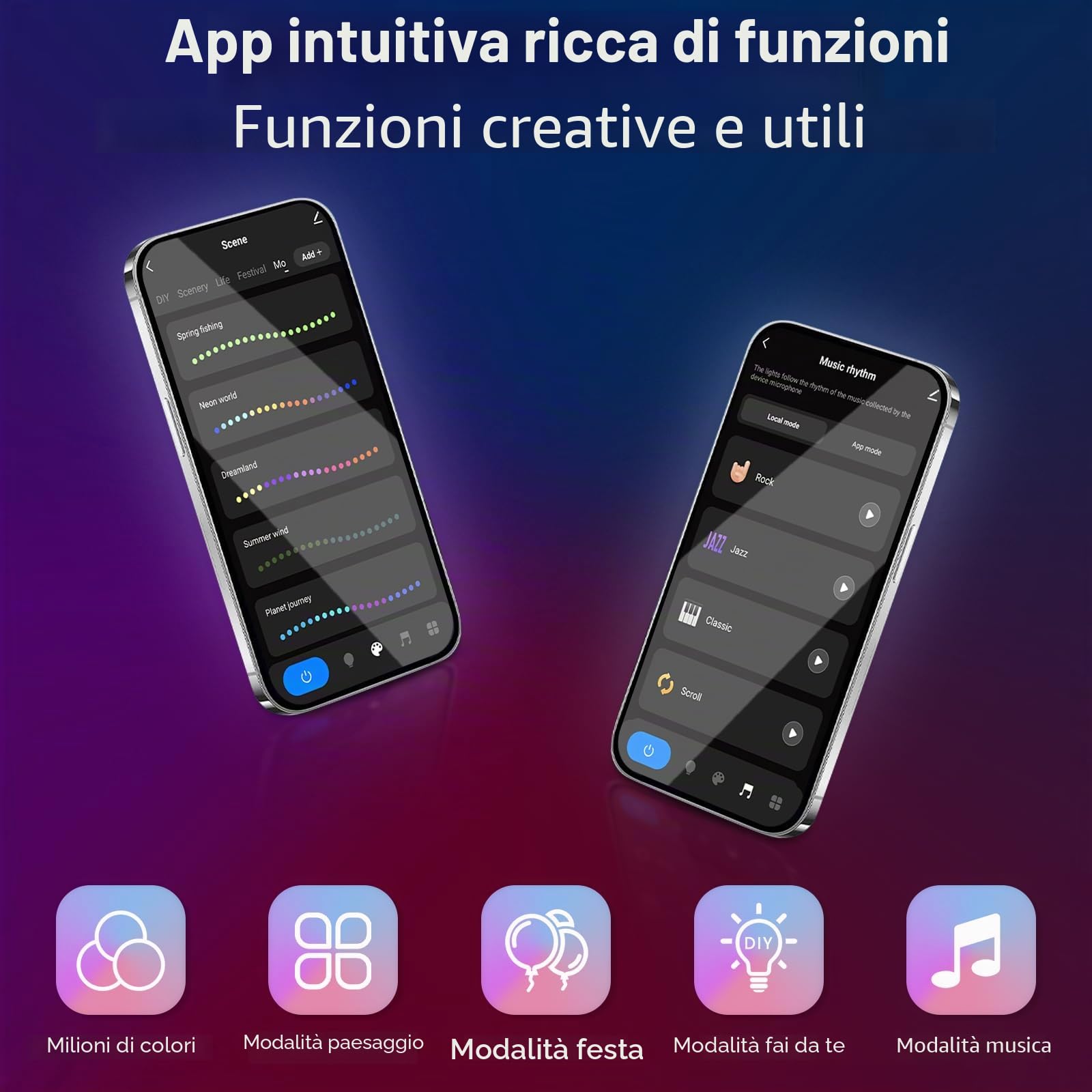 Striscia LED RGB IC 10m neon, WIFI LED per la parete, striscia luminosa a LED per esterni, controllo app con Alexa, Syn Music con decorazione per la stanza dei giochi (Senza telecomando)