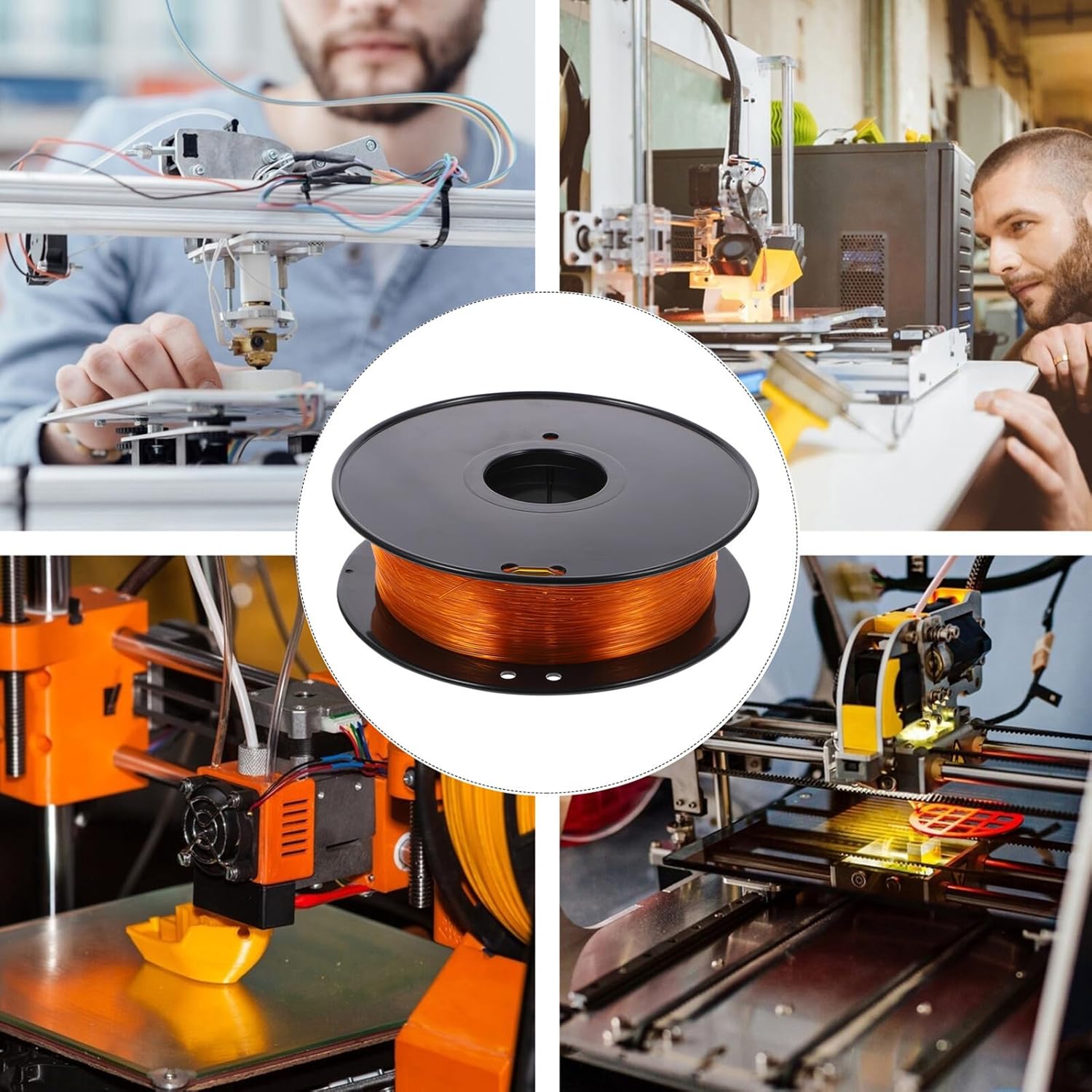 GALPADA TPU Printer Filament Flexible Transparent Orange Printing Material for Printers Wear-Resistant Durable Printing Supplies