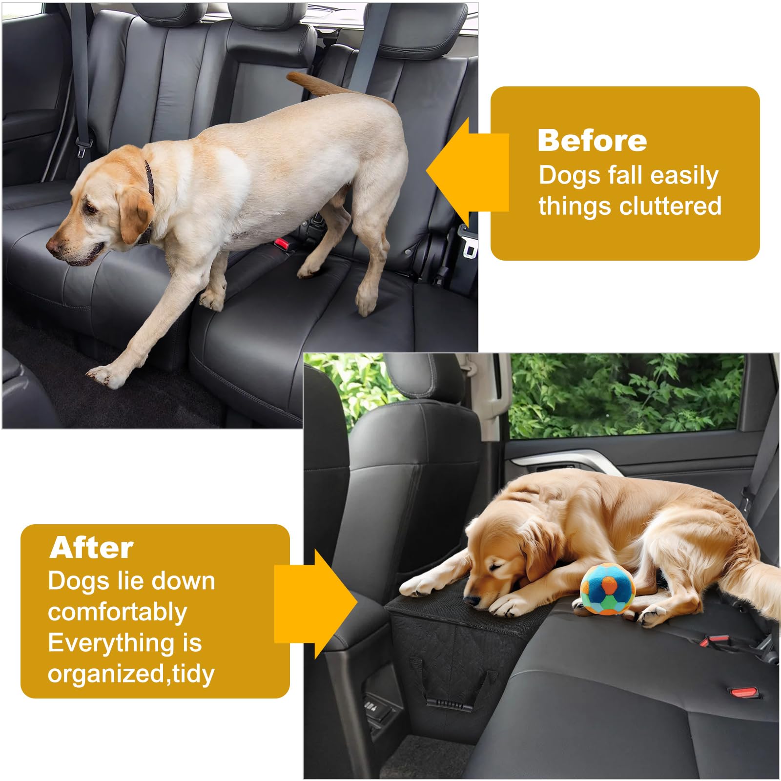 Car Seat Extender for Large Dogs, Front & Back Seat Extender for Dogs up to 180 LBS with Large Storage for SUV or Small Trucks, Gap Filler Prevent Pets from Falling - image 4