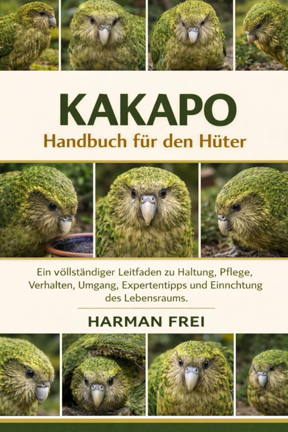 KAKAPO Handbuch für den Hüter: Ein vollständiger Leitfaden zu Haltung, Pflege, Verhalten, Umgang, Expertentipps und Einrichtung des Lebensraums.