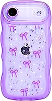 Vista 145 de Qokey para iPhone 14 Plus Funda de 6.7" con diseño de borde ondulado rizado, transparente, con purpurina, brillo, estrellas, brillante, lindo