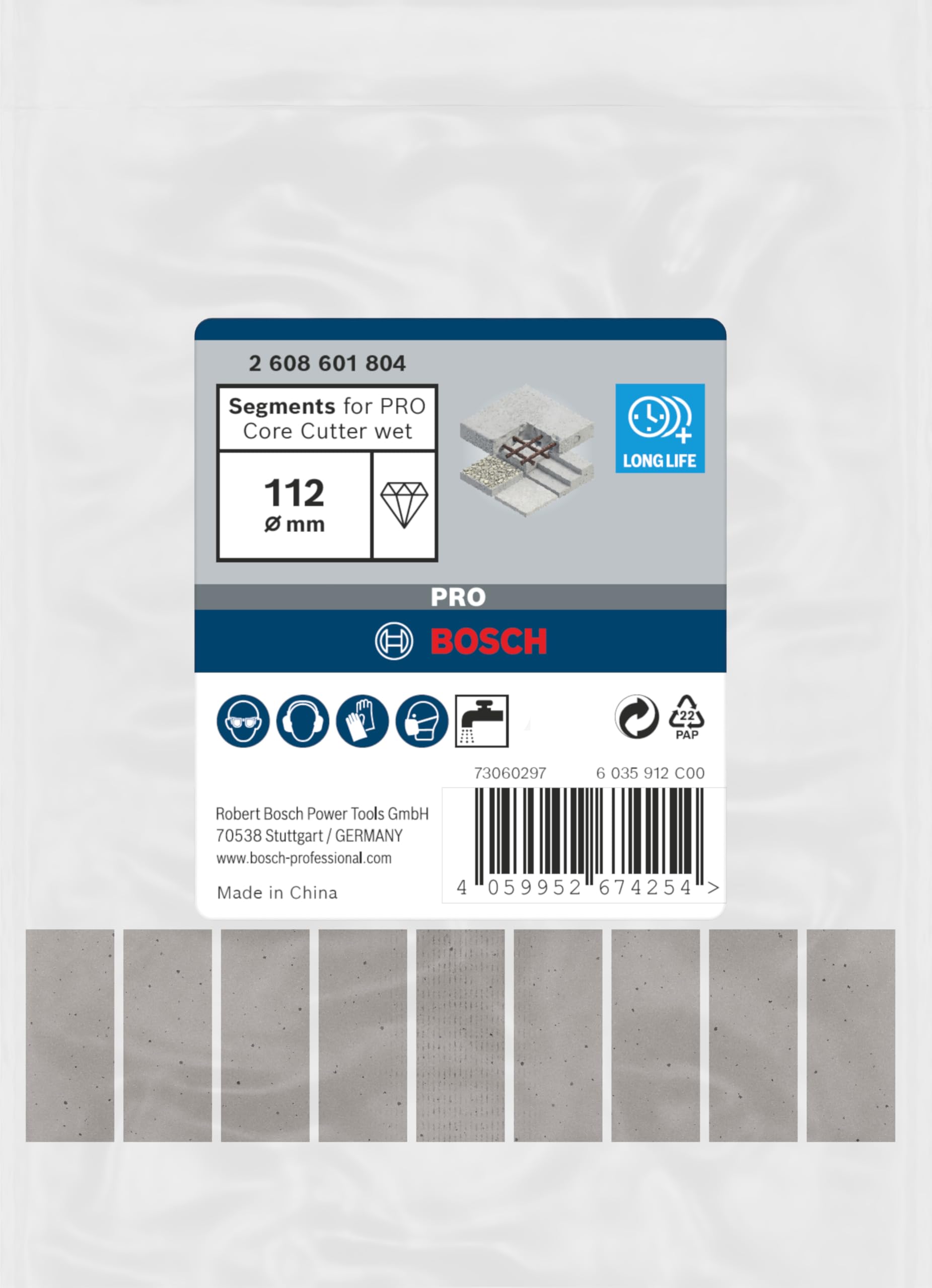 Bosch 1 segmento para brocas húmedas Pro para brocas de diamante, 1 1/4 pulgadas UNC (para hormigón, hormigón armado, diámetro mm, accesorios profesionales para brocas de diamante)
