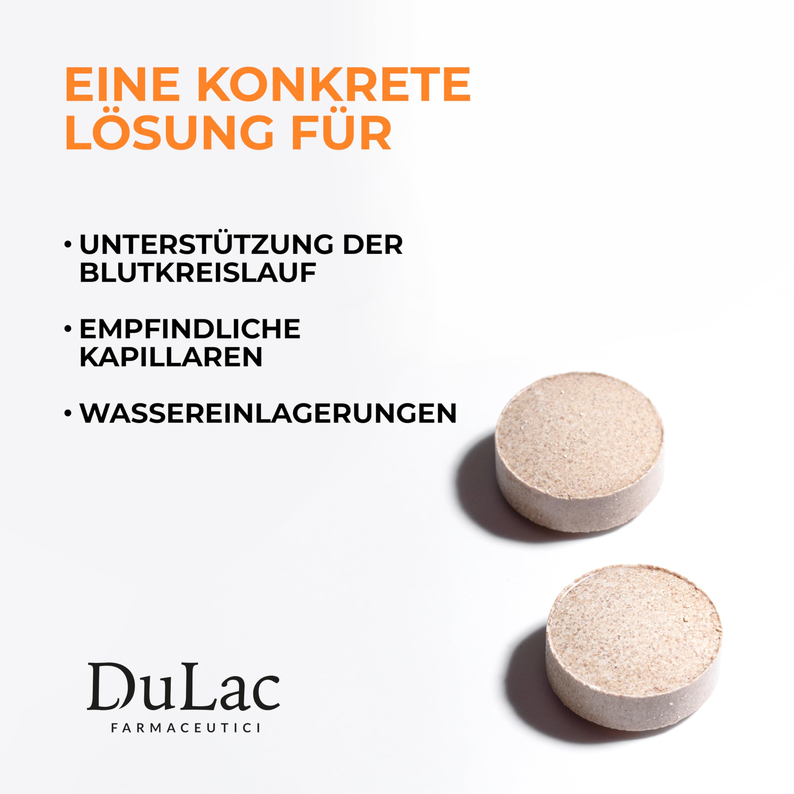 Dulac – Dinaven 500, Nahrungsergänzung für Schwere und Geschwollene Beine, 120 Tabletten, für Venen und Lymphdrainage Beine, Ideal bei Krampfadern, mit Diosmin und Hesperidin, Made in Italy