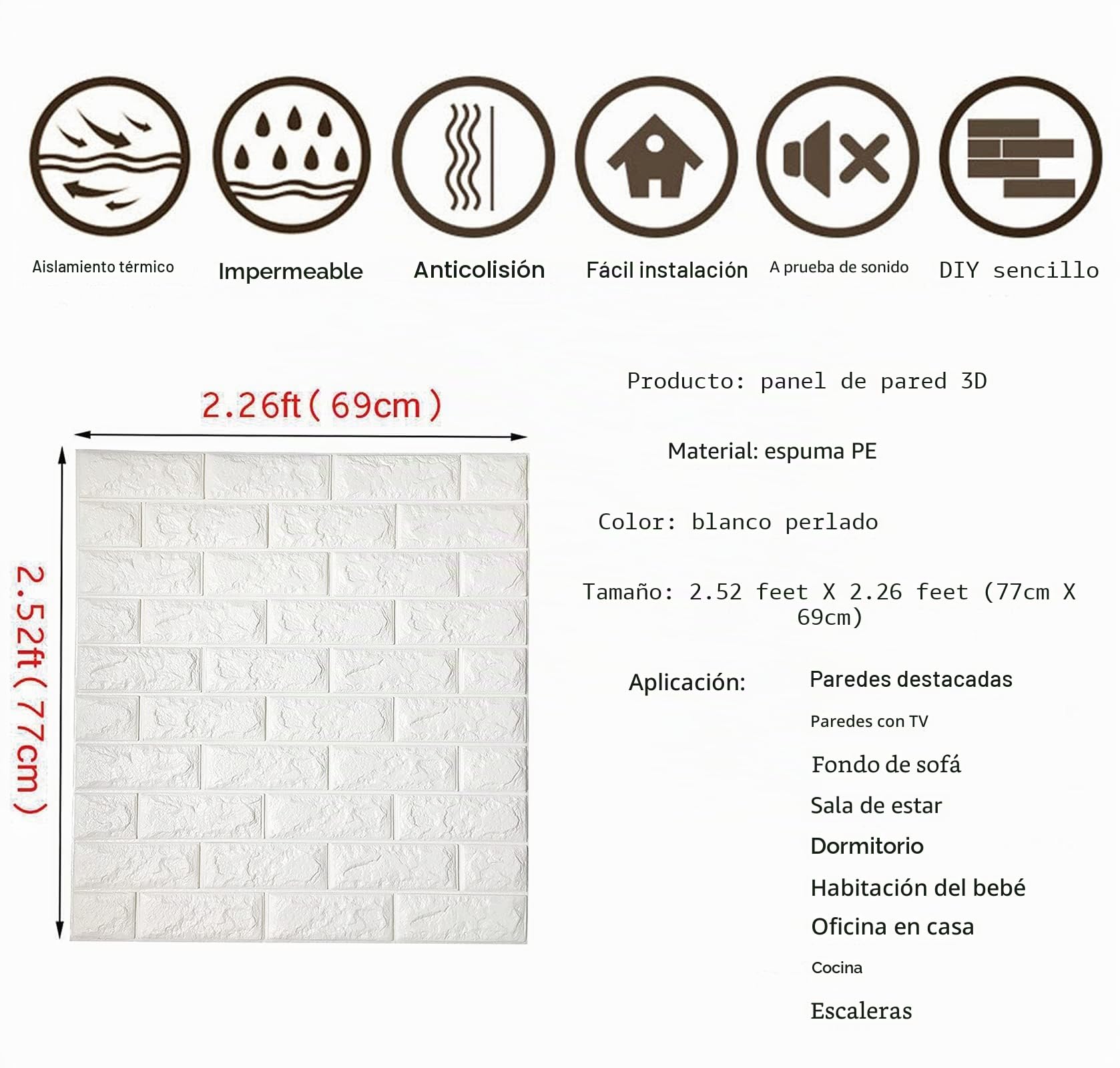 Arthome Ladrillo Papel Pintado Pared 10 Pack Cubre 58 pies cuadrados, Papel Pintado Autoadhesivo Adesivos Paredes Decoración para sala de estar, dormitorio, lavandería, cocina, chimenea