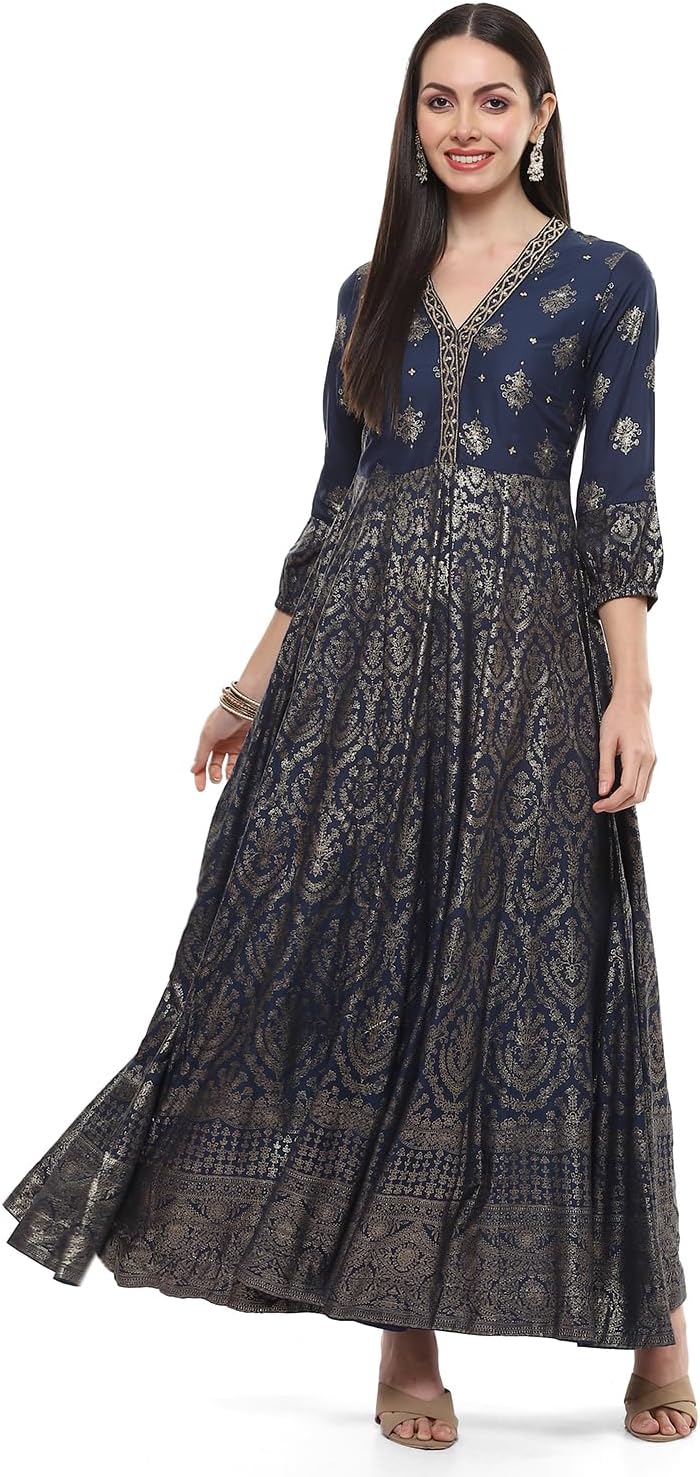 BIBAWomen Ankle Length Liva Straight Printed Dress