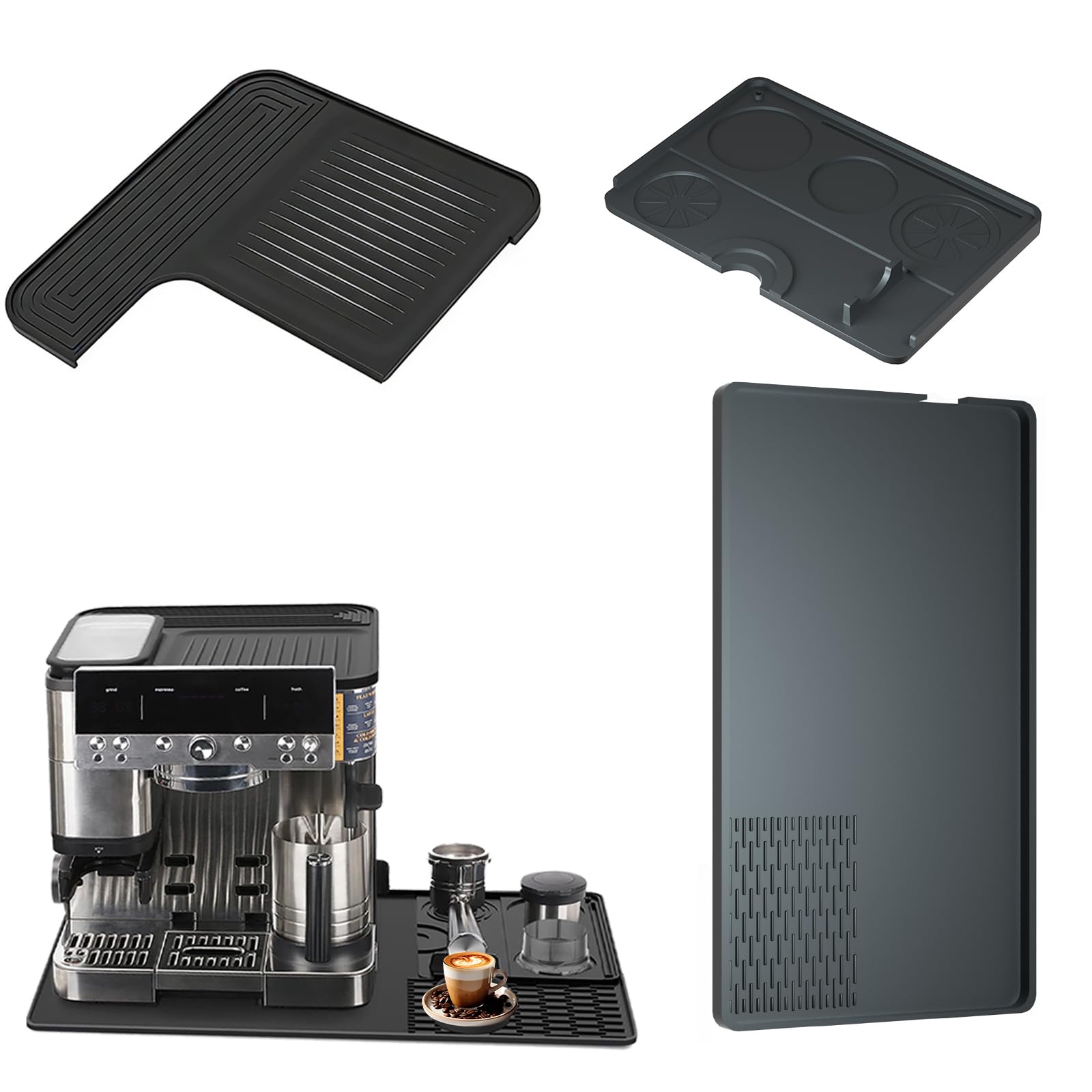 Photo 1 of 3-in-1 Silicone Coffee Machine Mat, Compatible with Ninja Luxe ES601 and ES701 Models: 24“ x 16” Coffee Machine Mat + Tamper Mat + Top Mat, Ninja Luxe Coffee Machine Accessories.