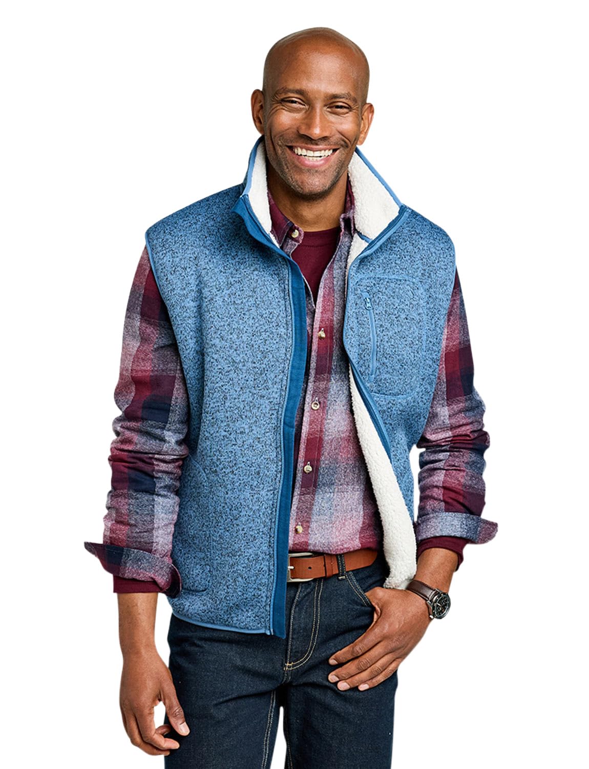 Pegasus Men's Denim Sherpa Lined Gilet Insulated Bodywarmer With Soft Fleece Lining M