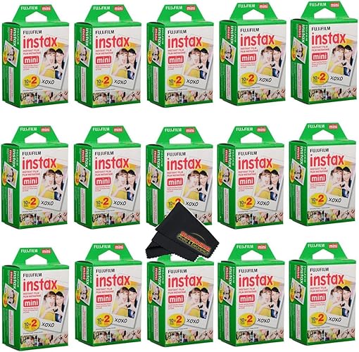 Fujifilm Instax Mini Instant Camera Film for Mini Instant Cameras - Capture Memories Anytime, Anywhere with Sunshine Photo Microfiber Cleaning Cloth... (15 Pack (300 Sheets Total))