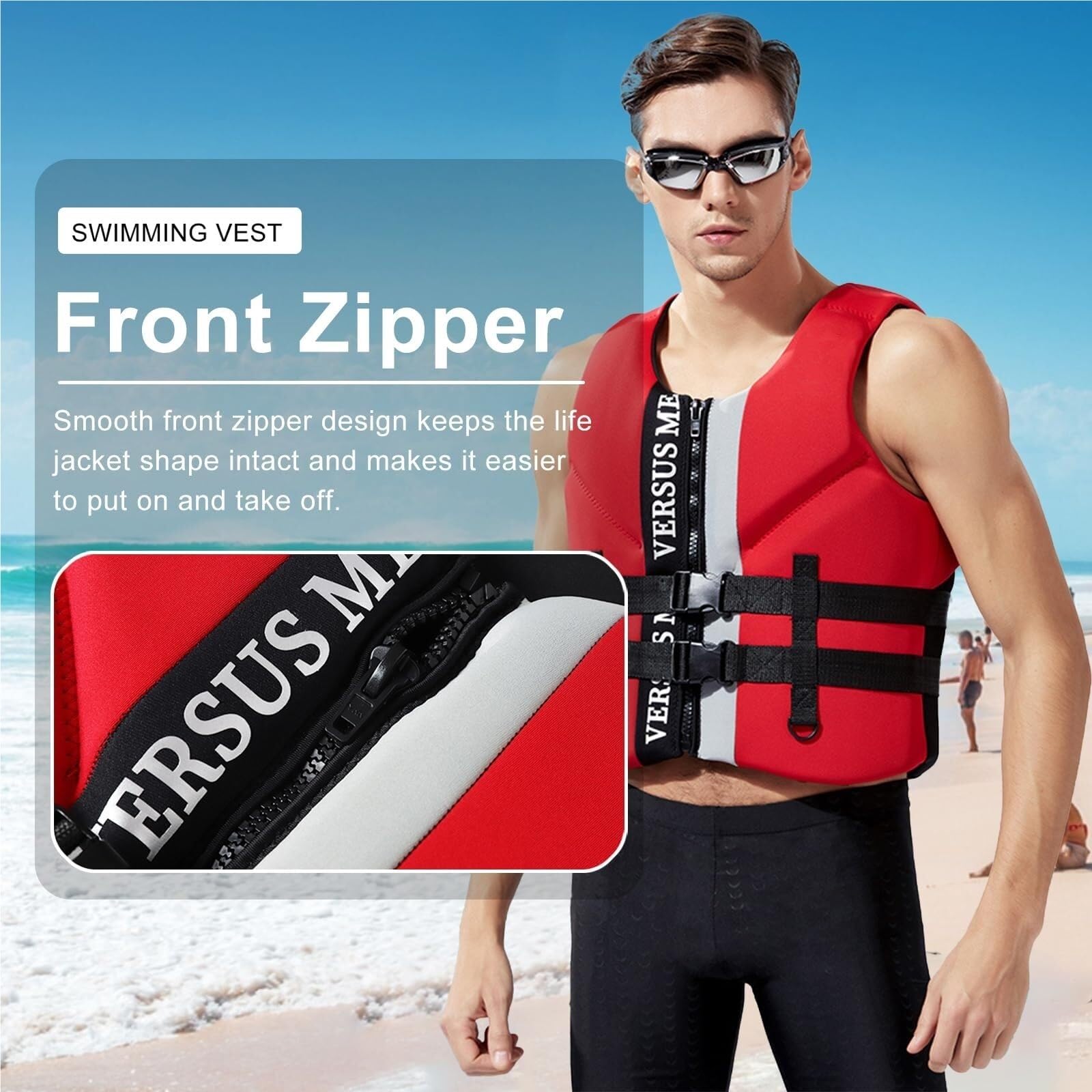 Veste de Kayak Adulte avec Fermeture Éclair, Veste de Kayak Réglable for Kayak, Pêche, Surf, Voile, Natation, Sports Nautiques