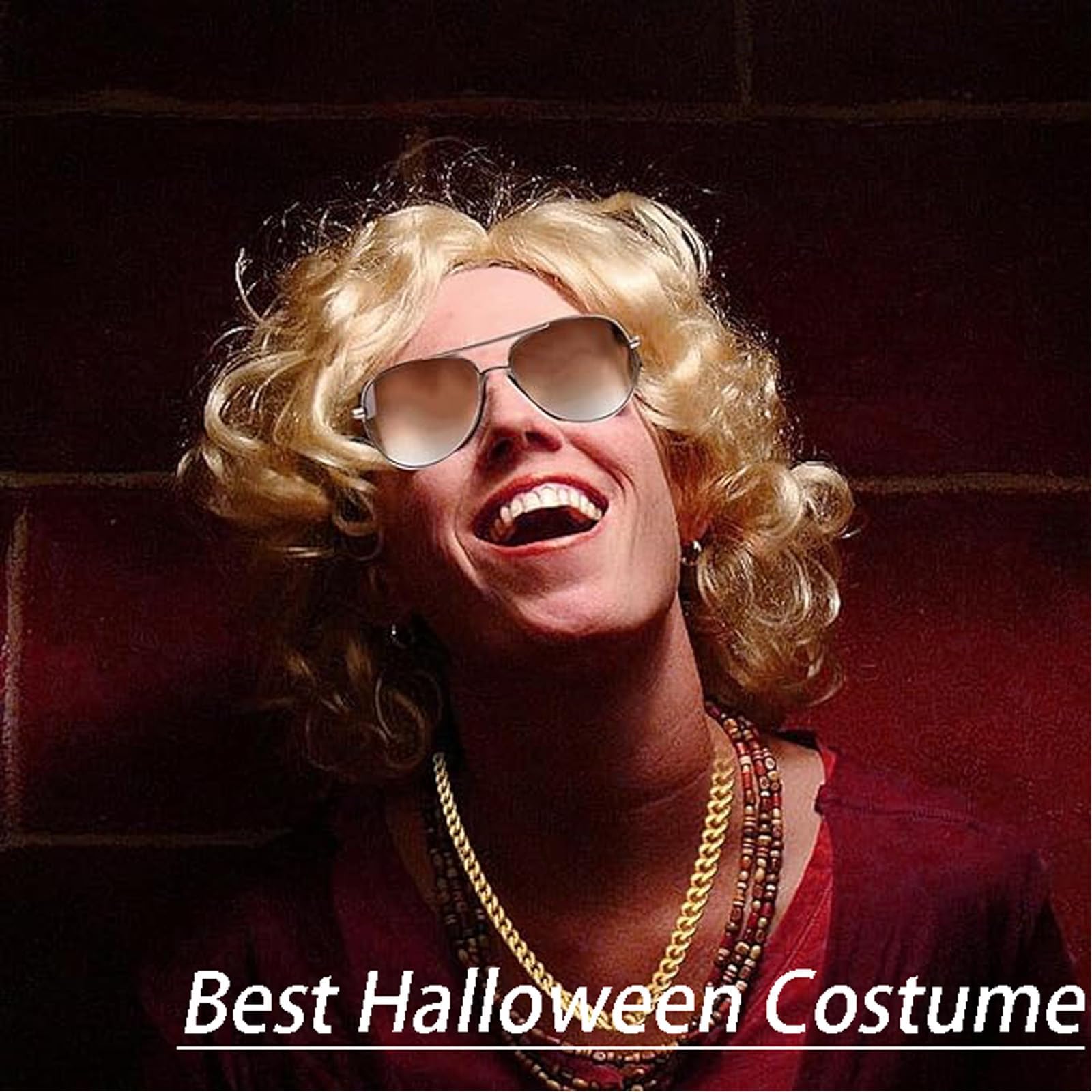 4-Piece Set 80s Wig - Blonde & Brown Wave Mullet Wigs for Men - George Michael Style - Halloween Costume & Party Accessory - Image 4