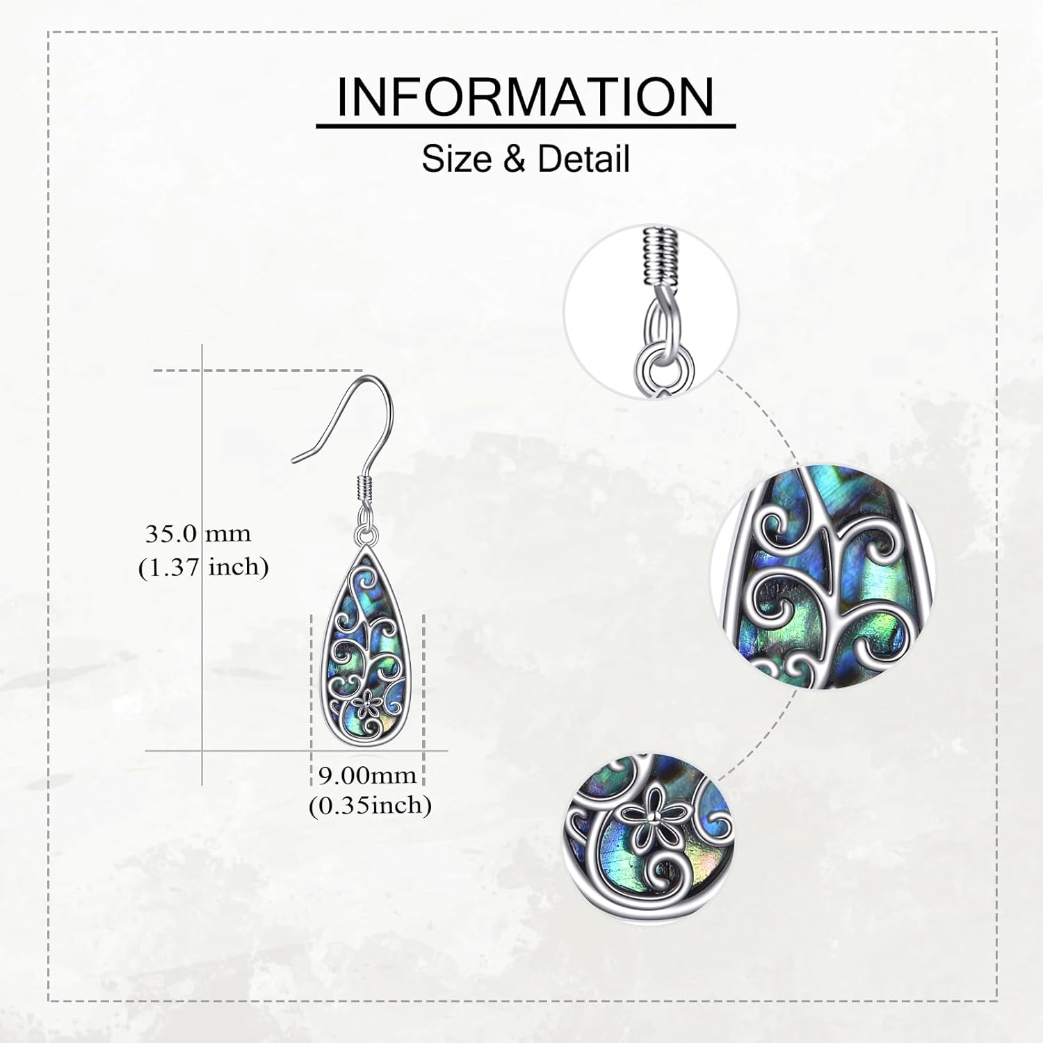 Filigree Earrings 925 Sterling Silver Abalone Shell Filigree Flower Dangle Drop Earrings Bohemian Jewelry Gifts for Women - Image 4