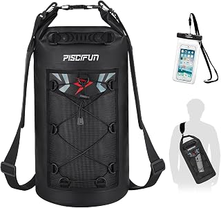 Piscifun Waterproof Floating Dry Bag Backpack 10L/20L/30L/40L with IPX8 Phone Case for Kayaking Fishing Boating