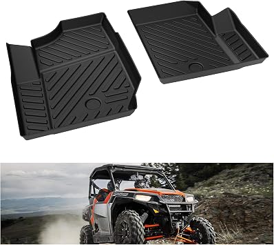 KIWI MASTER Floor Mats for 2016-2026 Polaris General XP/ 1000 Accessories, Custom Fit All Weather UTV Mats, Heavy Duty TPE Floor Liners, Front Row, Black