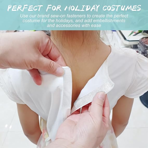 Sew On Tape for Clothes and Fabrics, Non-Adhesive Back Hook and Loop Strips - Substitute for Snaps and Buttons, Cut Strips to Custom Length for Sewing for Home Office and Classroom (White-4 * 10)