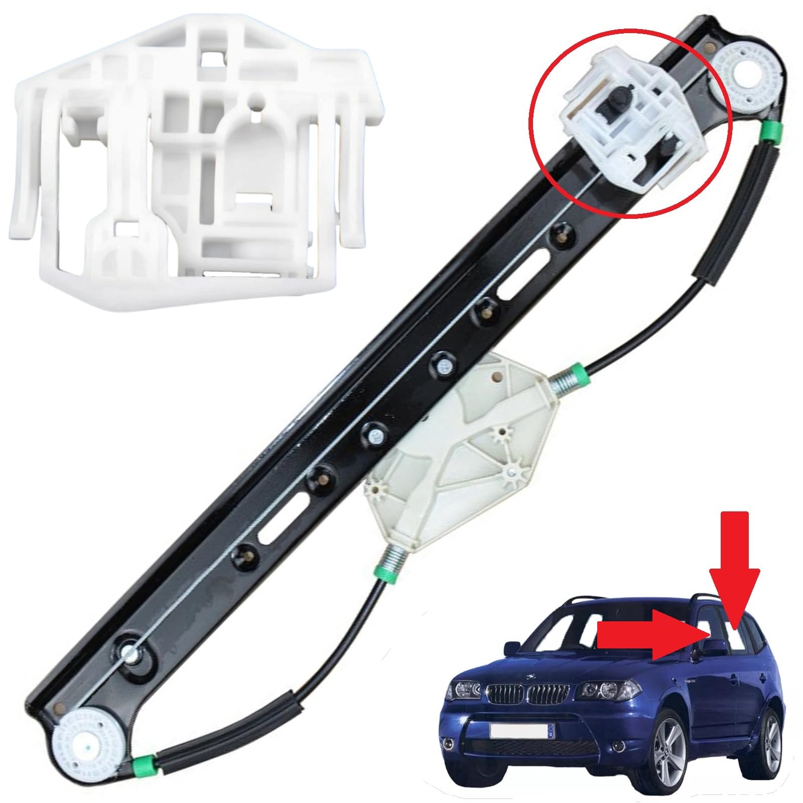 Twowinds - Clip de Lève-vitre Compatible avec BMW X3 E83 (2003-2010) - Porte Avant, Arrière, Gauche, Droite - Régulateur de Vitre (2 pièces)