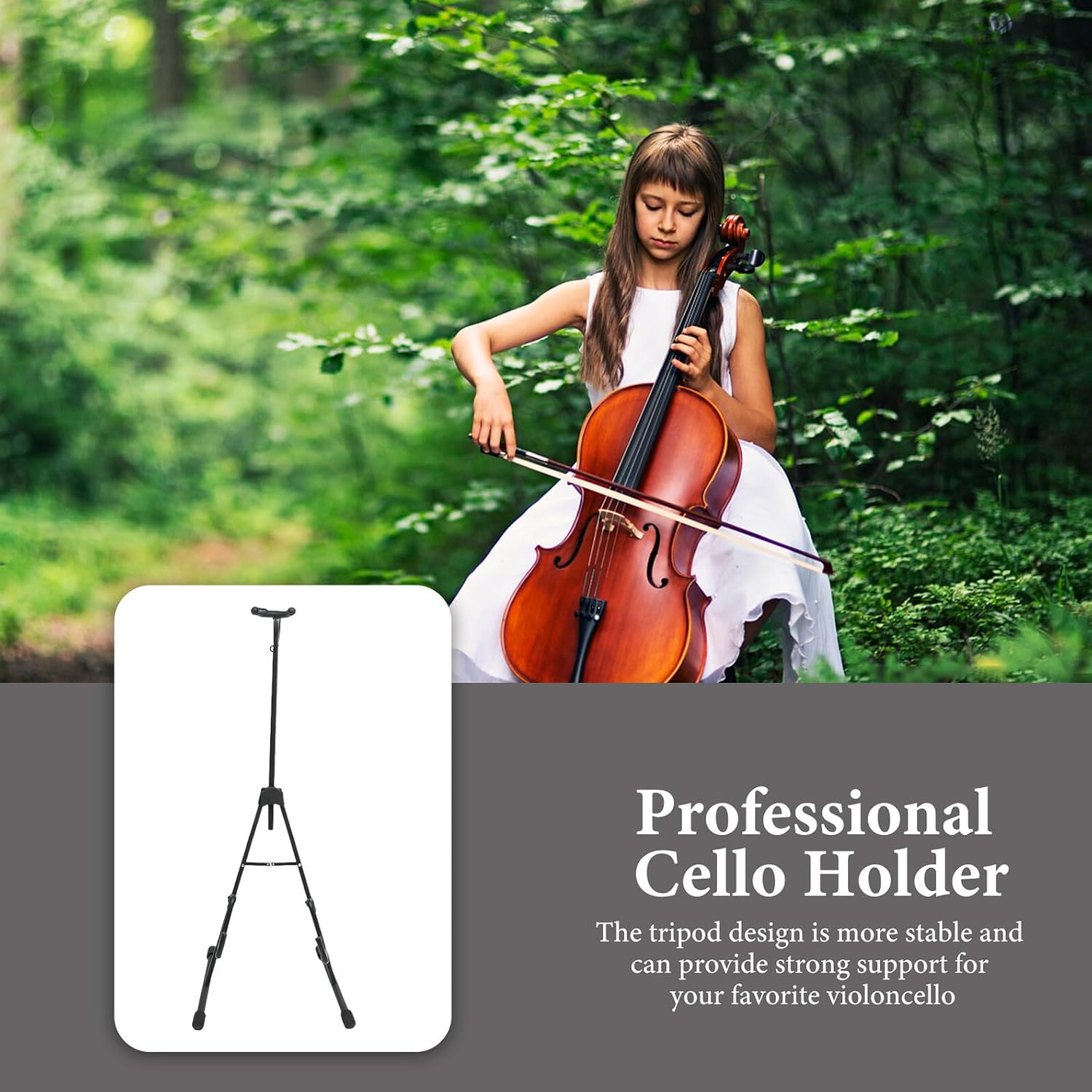 Levemolo Professional Cello Stand with Sponge Padding Protective Support Portable Music Instrument Holder Black for Home and Studio Use