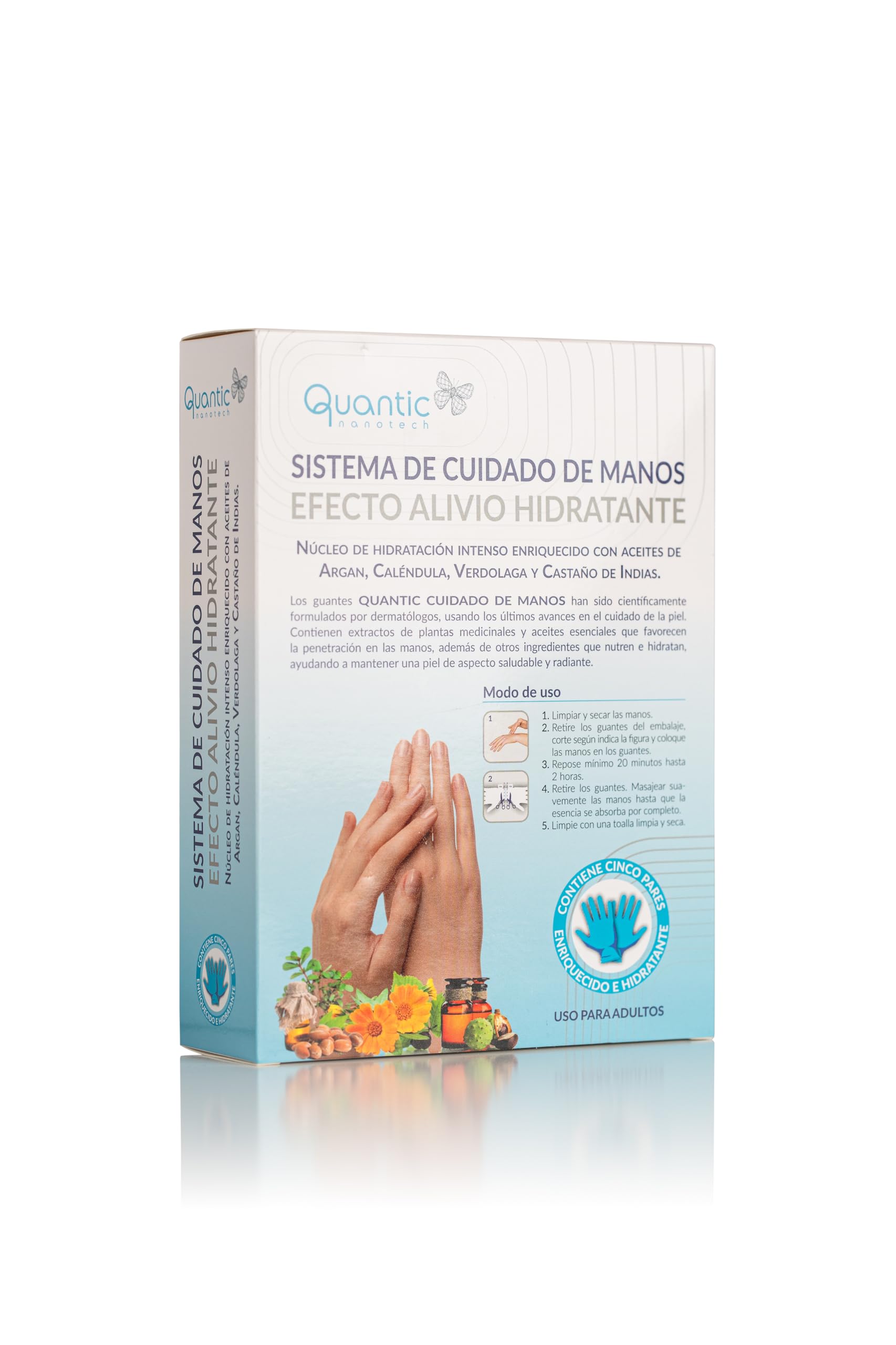 Guantes Mascarilla Antiedad con Aceite Argán y Caléndula | (5 pares) Mascarilla hidratante para manos Para revivir la piel seca, áspera y agrietada de mujeres y hombres Reducción de Arrugas y Manchas