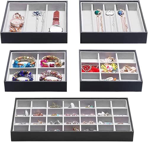 Magic Stackable Jewelry Trays Closet Dresser Drawer Organizer for Accessories,