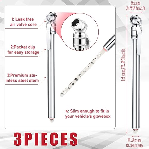 Miniatura 3 de Medidor digital de presión de neumáticos con retroiluminación LCD, 3 piezas, medidor de presión de neumáticos, cabezal de metal cromado resistente,