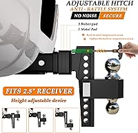 Vista 2 de VNN Enganche de Caída Ajustable - Enganche de Caída de 8 Pulgadas Receptor de 2.5 Pulgadas Negro Intercambiable 3 Monturas de Bola Sólidas